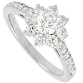 ティファニー Tiffany&Co. コンティニュアスロウ フローラ リング 指輪 ダイヤモンド 約6号 Pt950 フラワー レディース【中古】