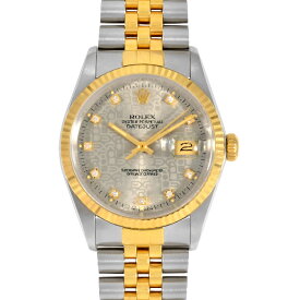 ロレックス ROLEX 16013G デイトジャスト R番(1987年製造) 腕時計 自動巻 シルバー/プリントコンピューター文字盤 SS×YG 10Pダイヤインデックス メンズ【中古】