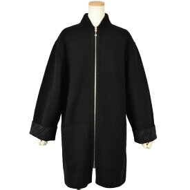 エルメス HERMES リバーシブル ジップアップ コート ニット ウール 4H2102D2 ブラック 40 バイアスH レディース【中古】
