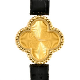 ヴァンクリーフ&アーペル Van Cleef & Arpels VCARO8WT00 スウィート アルハンブラ ウォッチ 腕時計 クォーツ ゴールド文字盤 ギヨシェ K18 750 レディース【中古】