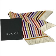 グッチ GUCCI ストライプ ボーダー スカーフ シルク マルチカラー レディース【中古】