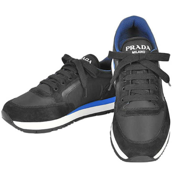 楽天市場 プラダ Prada ローカット スニーカー Uk7 ナイロン スエード ブラック ブルー メンズ シューズ 靴 4e3537 中古 ゴールドプラザ楽天市場店