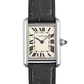 【6/1限定!ワンダフルデー当店ポイント2倍!&最大30000円Offクーポン】カルティエ Cartier タンク ルイ SM K18WG 金無垢 レディース クォーツ 時計 アイボリー文字盤 W1541056【中古】