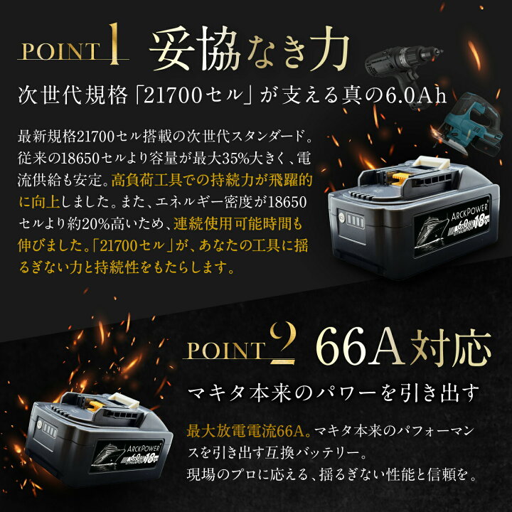 楽天市場】【最新規格21700セル】マキタ 18V バッテリー 6000mAh 