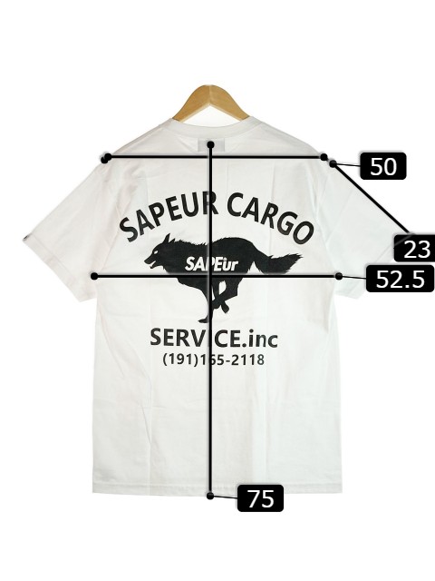SAPEur サプール カーゴ cargo service scs 限定 Tシャツ ホワイト sizeL【中古】 rm｜goldragstation