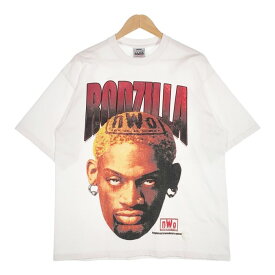 US古着 00's Dennis Rodman デニスロッドマン RODZILLA n.w.o. Tee プリントTシャツ PRO CLUB 補修あり ホワイト Size XL【中古】 rf