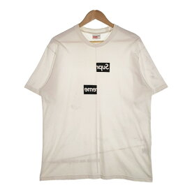 SUPREME シュプリーム 18AW COMME des GARCONS SHIRT コムデギャルソンシャツ Split Box Logo Tee スプリット ボックスロゴ Tシャツ ホワイト Size L【中古】 rf