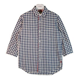 STUSSY ステューシー 七分袖 コットンシャツ ブラウス Shirt Blouse STUSSY AUTHENTIC GEAR ギンガムチェック ネイビー sizeM 【中古】 rm