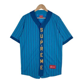 SUPREME シュプリーム 18AW Vertical Logo Baseball Jersey バーティカルロゴ ベースボールシャツ ブルー Size M【中古】 rf