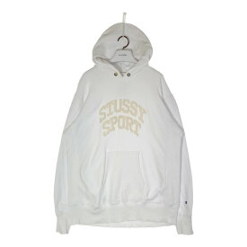 STUSSY ステューシー x champion チャンピオン リバースウィーブ パイルロゴ パーカー ホワイト sizeXL 【中古】 rm