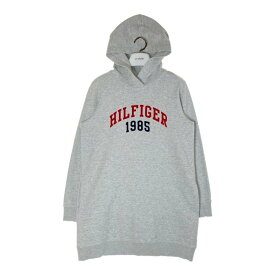 TOMMY HILFIGER トミーヒルフィガー パーカーワンピース ベロアプリント ライトグレー sizeM 【中古】 rm