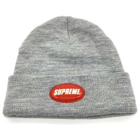 SUPREME シュプリーム 18SS Rubber Patch beanie ラバーパッチビーニー ニット帽 グレー アクリル【中古】 rf