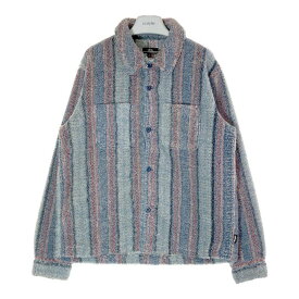 STUSSY ステューシー 1110197 Stripe Sherpa Shirt ストライプ シェルパ フリース ボタンアップ 長袖 シャツ ジャケット ブルー sizeL 【中古】 rm