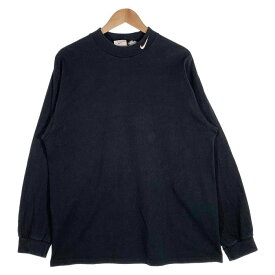 90's NIKE ナイキ ロングスリーブTシャツ ネック刺繡 ブラック USA製 Size L【中古】 rf