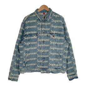 SUPREME シュプリーム 21SS Frayed Logos Denim Trucker Jacket フレイドロゴ デニムトラッカージャケット インディゴ Size L【中古】 rf