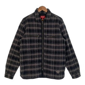 SUPREME シュプリーム 19AW Quilted Plaid Zip Up Shirt キルテッドプラッドジップアップシャツ チェック柄 ブラック Size S【中古】 rf