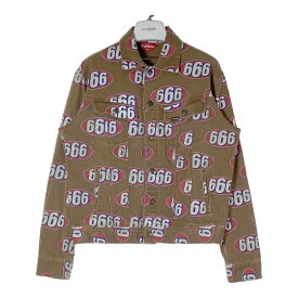 Supreme シュプリーム 17SS 666 Denim Trucker Jacket Gジャン 総柄 ブラウン sizeL 【中古】 rm