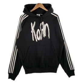 adidas アディダス Korn コーン HOODIE スリーストライプ プルオーバースウェットパーカー ブラック IN9102 Size JP XS【中古】 rf