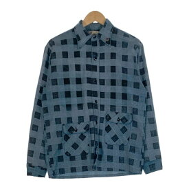 70`s Sears シアーズ Denim doctors デニムドクターズ リメイク プリントフランネルシャツ フラワースタッズ ブルー Size M 相当【中古】 rf