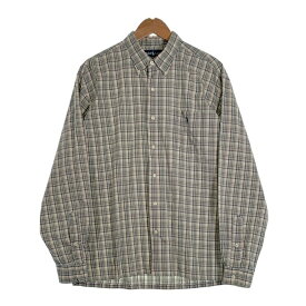 Ralph Lauren ラルフローレン GREGGOR 長袖 コットン チェック ボタンダウンシャツ ライトブルー ナチュラル Size L【中古】 rf