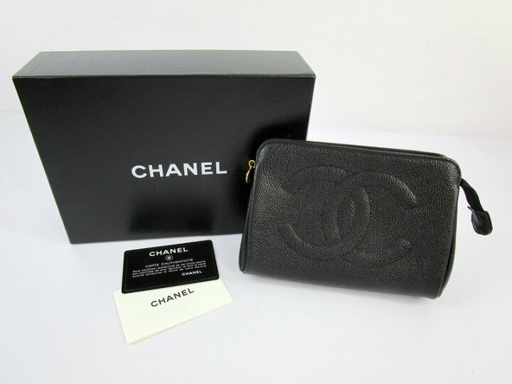 楽天市場】☆ CHANEL シャネル ココマーク キャビアスキン ポーチ 
