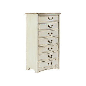 送料無料 新品 アンティーク調 7段 チェスト W約52×D約36×H約95.5cm ホワイト 引出し 引き出し アンティーク家具 木製 アンティーク風 アンティーク インテリア 家具 七段 キャビネ キャビネッ
