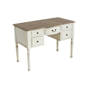 送料無料 新品 アンティーク調 デスク W約110×D約60×H約77.5cm ホワイト 引出し 引き出し パソコンデスク ドレッサーデスク アンティーク家具 木製 テーブル アンティーク風 アンティーク イン