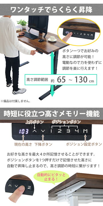 楽天市場】送料無料 昇降デスク 電動 W1400×D700×H650〜1300mm 