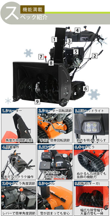 楽天市場】送料無料 除雪機 スノーブロワ 自走式 13馬力 13HP 総排気量 