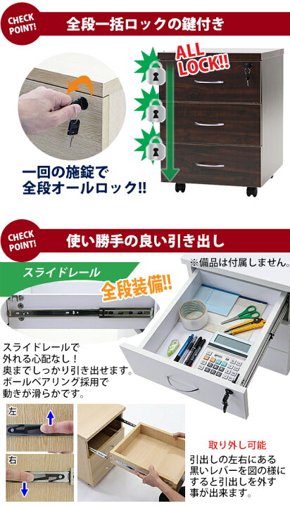 楽天市場】送料無料 選べる4カラー 3段 サイドチェスト 半完成品 約W40 