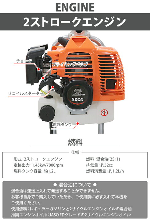 楽天市場】送料無料 耕運機 手押し式 エンジン式 排気量約52cc 耕幅約 