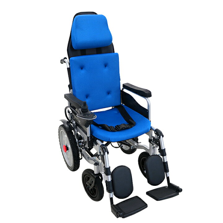 楽天市場】送料無料 フルリクライニング電動車椅子 青 PSE適合 TAIS 
