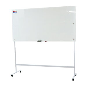 送料無料 ガラスホワイトボード ガラスボード 強化ガラス 脚付き 高さ2段階 高さ調節 約1800×900mm 片面 選べるフレームカラー ストッパー付キャスター 180×90cm マグネット トレイ マーカー イ