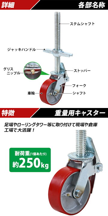 楽天市場】送料無料 キャスター 足場キャスター ジャッキキャスター 