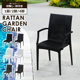 送料無料 ラタン調 ラタンチェア プラスチックチェア ガーデンチェアー 肘無し 肘付き ダイニングチェア 1脚 2脚 4脚セット UVカット 選べるカラー 耐荷重約180kg ラタン調チェア 背もたれ付き 肘掛け アームレスト ガーデン 庭 スタッキング ポリプロピレン製 PP ratchairp