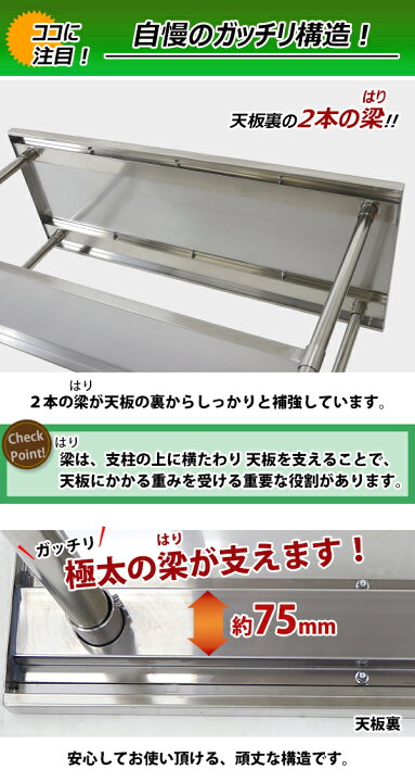 楽天市場】送料無料 オールステンレス作業台 2段 耐荷重約210kg 約幅 
