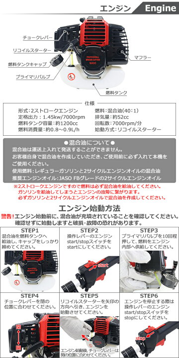 楽天市場】送料無料 多機能園芸機 エンジン式 1台5役 2ストローク 