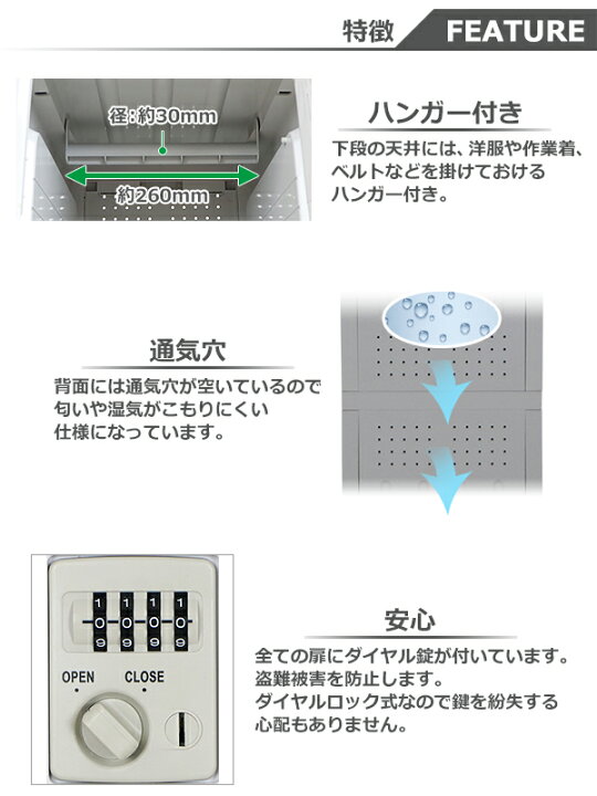 楽天市場】送料無料 プラスチックロッカー ロッカー 完成品 ハイ 