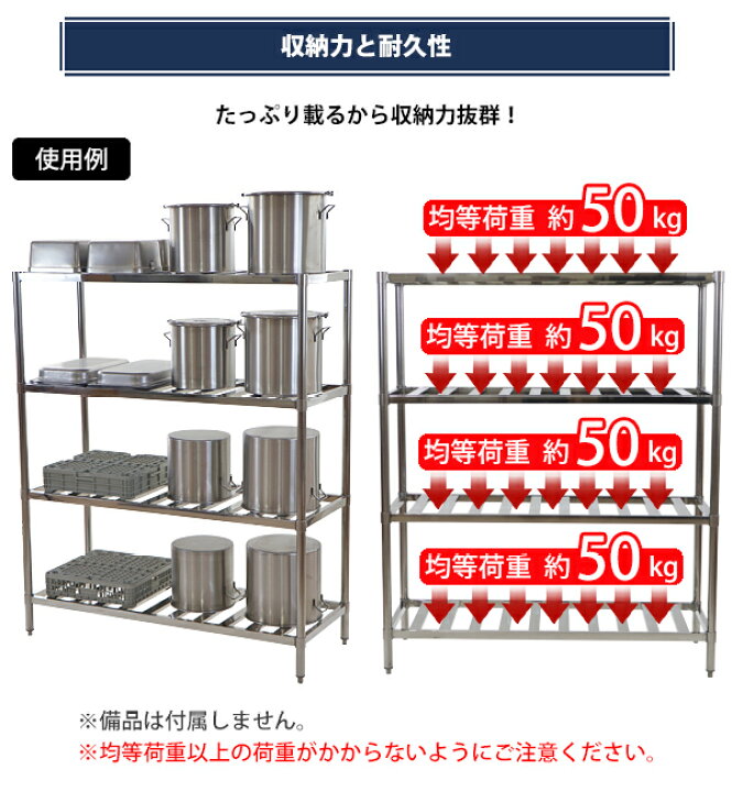 楽天市場】送料無料 ステンレスラック すのこラック 4段 約幅1500×奥行 