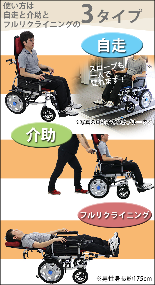 【楽天市場】 送料無料 フルリクライニング電動車椅子 赤 PSE適合 