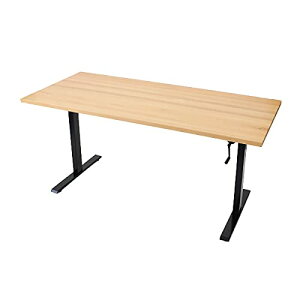 送料無料 昇降デスク 手動 W1800×D800×H735〜1185mm ビーチ材 高級 木製 天板 グロス加工 耐荷重約70kg(脚部) スタンディングデスク 上下昇降 デスク 手動昇降 上下昇降 昇降デスク 高さ 調整 オフ