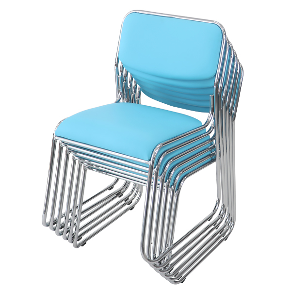 送料無料 新品 5脚セット ミーティングチェア 会議イス 会議椅子 スタッキングチェア パイプチェア パイプイス パイプ椅子 ライトブルー イス・チェア 