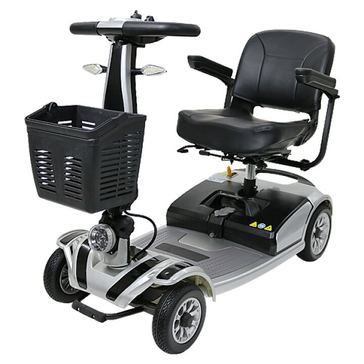 楽天市場 送料無料 新品 電動シニアカート 銀 シルバーカー 車椅子 Pse適合 Taisコード取得済 運転免許不要 折りたたみ 軽量 コンパクト 電動カート 四輪車 4輪車 移動 高齢者 充電 シート回転 電動車いす 電動車椅子 介護 福祉 お年寄り 老人 スクーター シルバー