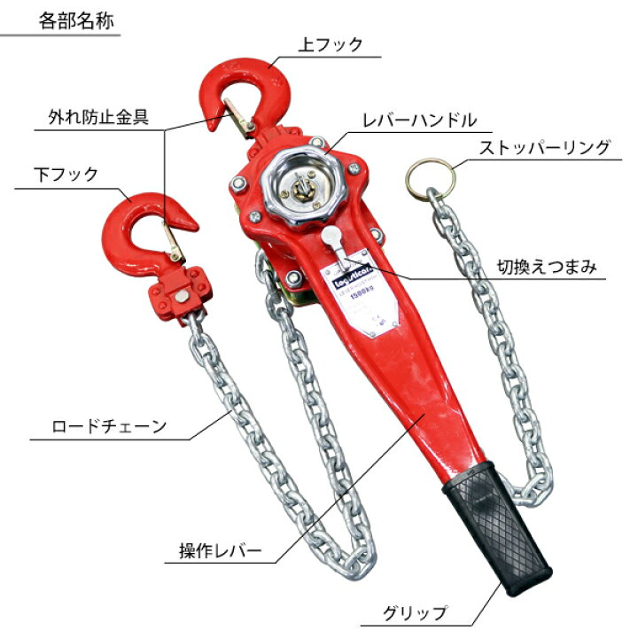 楽天市場】送料無料 レバーホイスト チェーンブロック 定格荷重約1.5t  