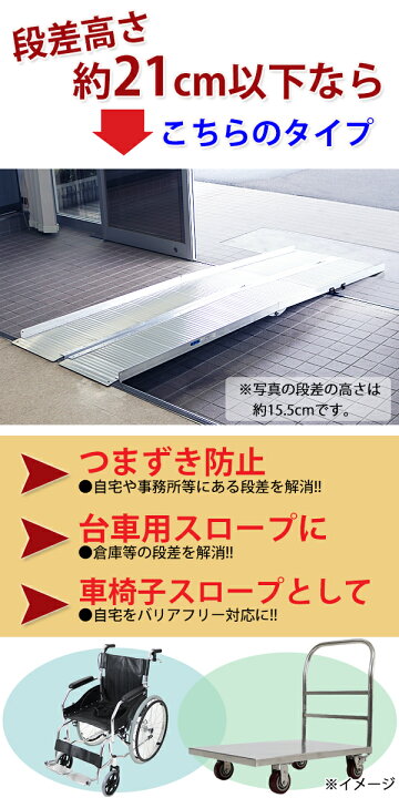 送料無料 アルミスロープ スロープ長さ約244cm 耐荷重約270kg 工事不要 完成品 組立不要 介護用品 脱輪防止 スロープ 車椅子用 車イス用 車いす用 バリアフリー アルミ 簡易 階段 段差解消 介護用スロープ 台車用スロープ 折り畳み 折りたたみ R028ft 健やか やさしさ店