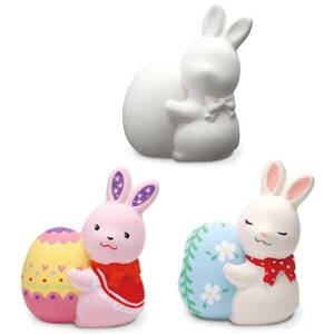 お絵かき イースターバニー(陶器)貯金箱 イースター 飾り うさぎ 置物 手作りキット 子ども 工作キット イースターエッグ イースターイベント・ワークショップ・絵付け体