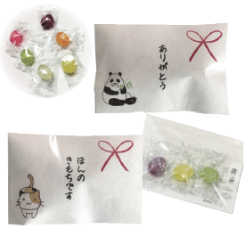 プチギフト　ほんの気持ち・ありがとう　キャンディ3粒入り　日本製　いつもありがとう　感謝の気持ちを表す景品・粗品