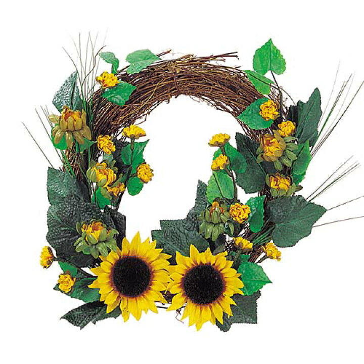 楽天市場 ひまわり 夏の装飾 ディスプレイ ひまわりリース 30ｃｍ 店舗装飾 飲食店 会場の装飾 ゴールドスター