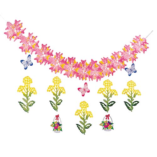【イースター 春の装飾 ガーランド 壁掛けディスプレイ】  スプリングガーランド(12) 全長180ｃｍ 春らしい装飾 ディスプレイ イースター 入学式 お花見 春のイベント用に最適
