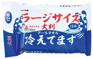 大判クールタオル 冷えてます ラージサイズ 12枚入り 48個セット販売 スポーツの後にもおすすめ!しっかり拭ける厚手シート 汗拭きシート ひんやりタオル メントール配合 販促品